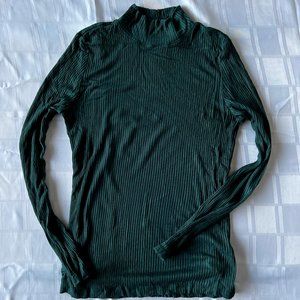 Rachel Zoe Ribbed Turtleneck Top – Green, Fitted & Chic (Size 4)